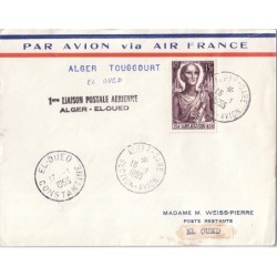 ALGERIE - 1er LIAISON POSTALE ALGER -EL OUED -16-1-1955.