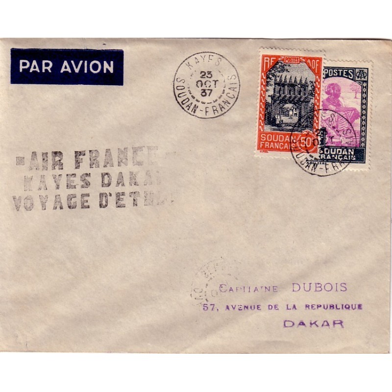 AIR FRANCE KAYES DAKAR VOYAGE D'ETUDE-23 OCTOBRE 1937.