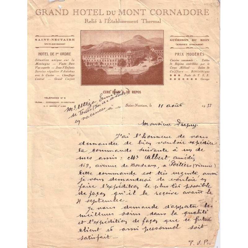 PUY DE DOME - SAINT NECTAIRE - GRAND HOTEL DU MONT CORNADORE.