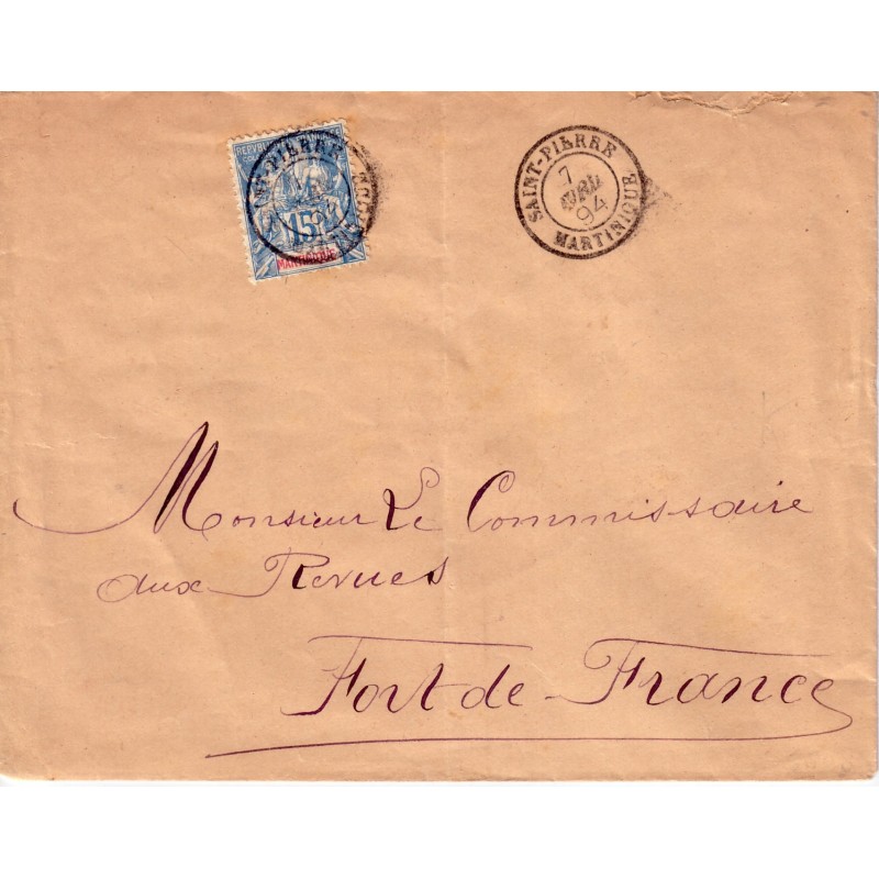 MARTINIQUE - SAINT-PIERRE 7-4-1894 /15c TYPE GROUPE.