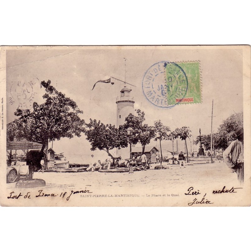MARTINIQUE-FORT DE FRANCE 10-1-1905-PAQUEBOT LIGNE A+TAXE.