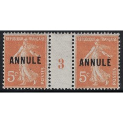 COURS D'INSTRUCTION - No158 -CI 1 - MILLESIME 3 - SEMEUSE SURCHARGE ANNULE - SANS TRACE CHARNIERE ** - COTE 42€.