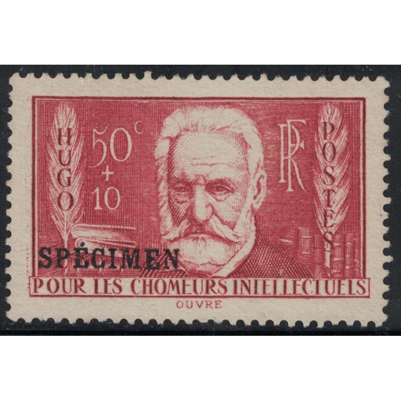 No332a - VICTOR HUGO - SURCHARGE SPECIMEN - TOUJOURS SANS GOMME - COTE 100€.