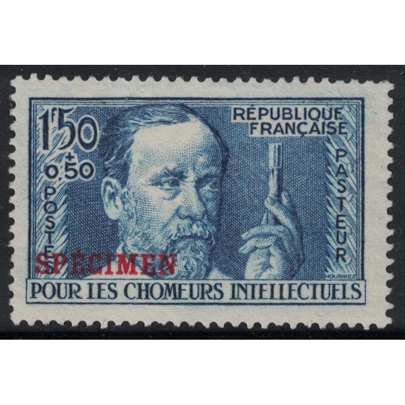 No333a - LOUIS PASTEUR - SURCHARGE SPECIMEN - TOUJOURS SANS GOMME - COTE 100€.