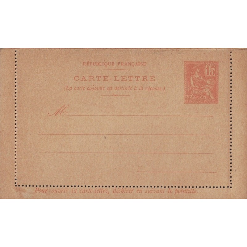 MOUCHON - CARTE LETTRE - 15c - REPONSE PAYE - ENSEMBLE NEUF - COTE 60€.