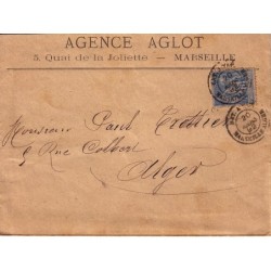 ALGERIE - BAT.A VAP. MARSEILLE ALGER DU 20-3-1892 SUR 15c SAGE.