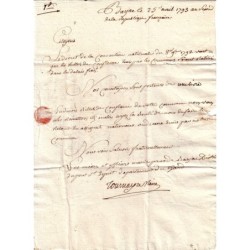 GARD - ECHANGE DE BILLET DE CONFIANCE - 29 BARJAC 24-4-1793.