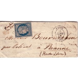 PARIS -(60) DU 21 JANVIER 1852 -No4 25c CERES OBLITERATION ETOILE.
