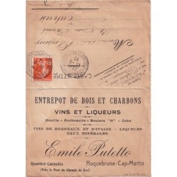 ALPES MARITIME - CABBE Cne CABBE ROQUEBRUNE - ENTREPOT BOIS ET CHARBONS VINS ET LIQUEURS.