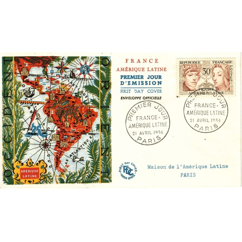 1ER JOUR - FRANCE AMERIQUE LATINE - PARIS 21-4-1956.