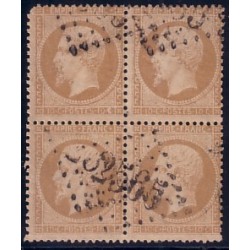 No021 - NAPOLEON III - 10c BISTRE BLOC DE 4.