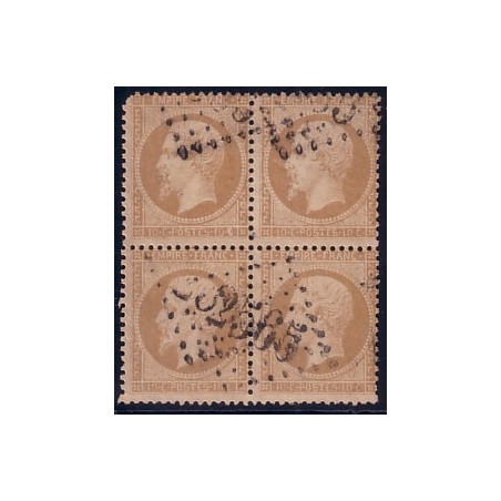 No021 - NAPOLEON III - 10c BISTRE BLOC DE 4.