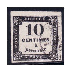 TAXE No002 - 10c NOIR -4 BELLES MARGES - OBLITERE.