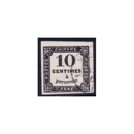 TAXE No002 - 10c NOIR -4 BELLES MARGES - OBLITERE.