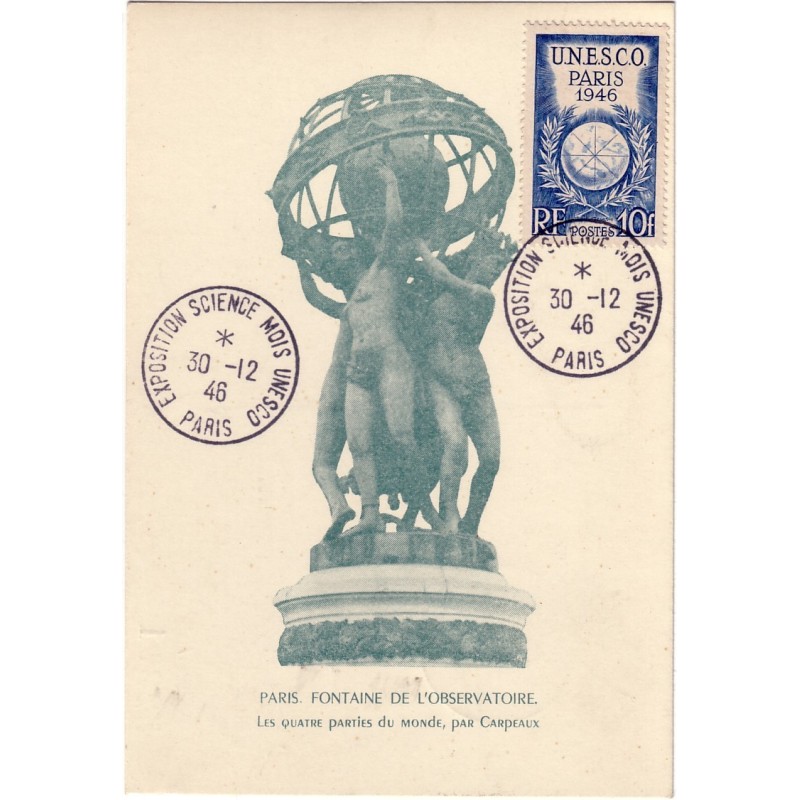 CARTE MAXIMUM - UNESCO PARIS 1946.