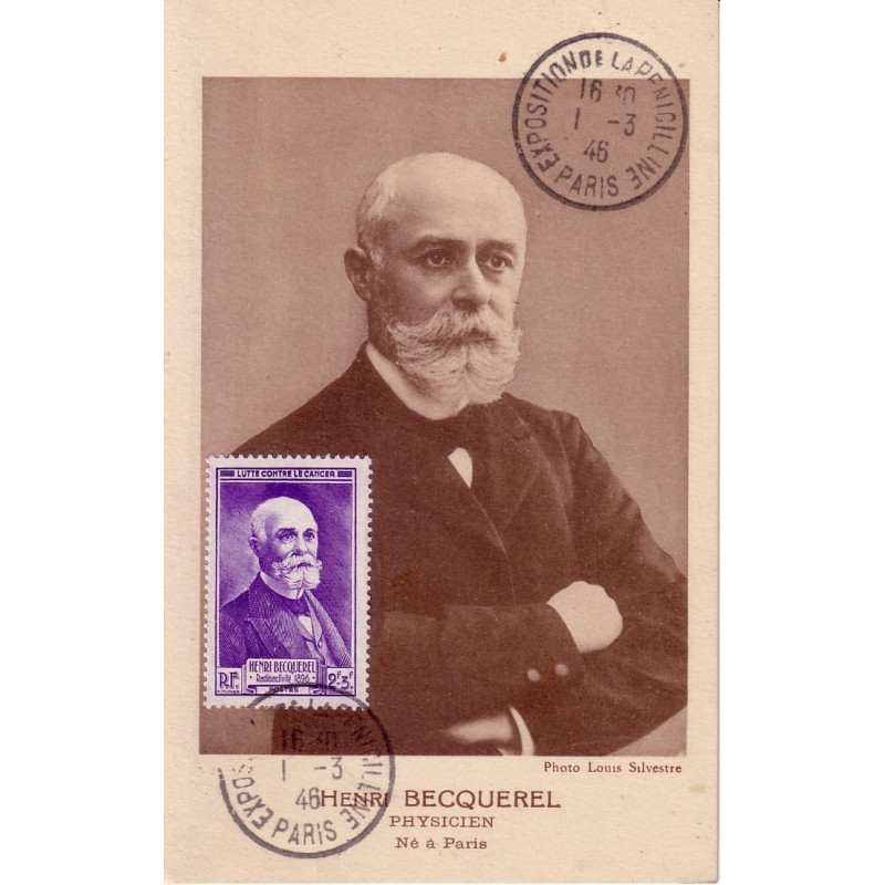 CARTE MAXIMUM - HENRI BECQUEREL - EXPOSITION DE LA PENICILINE 1946.