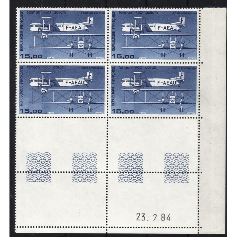 PA No057 - FARMAN F60 GOLIATH - BLOC DE 4 COIN DATE.