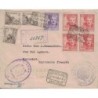 ESPAGNE - MADRID - LETTRE RECOMMANDEE POUR LE MARRAKECH - MAROC - VERSO ETIQUETTE DES DOUANES - 10-2-1943.