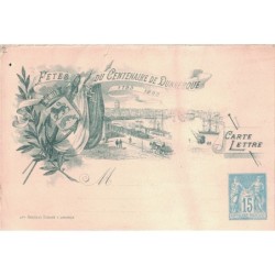 SAGE - CARTE LETTRE - 1893 - FETES DU CENTENAIRE DE DUNKERQUE - NEUF - TIMBRE EN BAS.