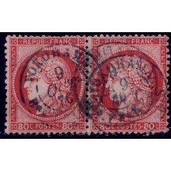 No057 - JAPON-YOKOHAMA Bau FRANCAIS -9-10-1876/80c CERES EN PAIRE.
