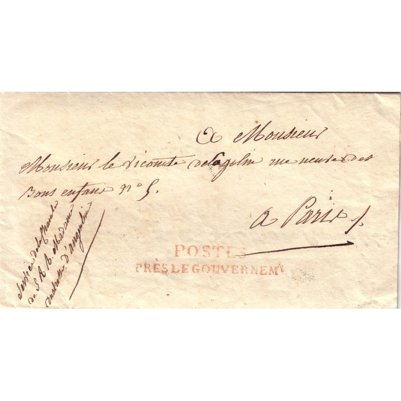 POSTES PRES LE GOUVERNEMENT-SERVICE DE S.A.R LA DUCHESSE D'ANGOULEME-RARE.