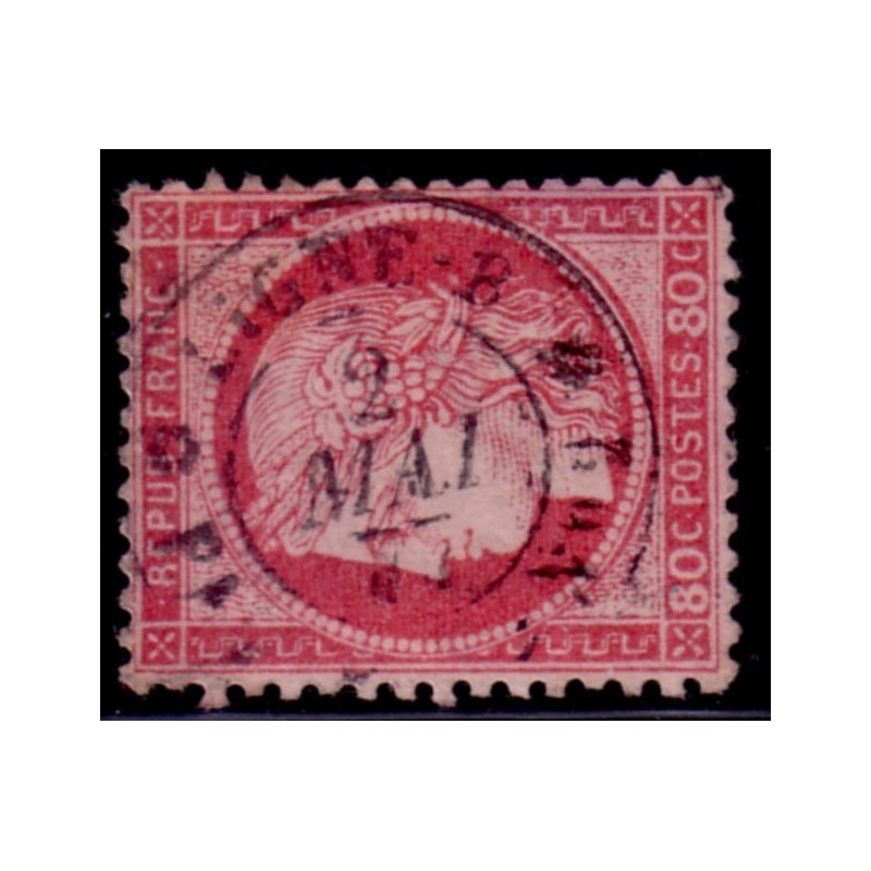 No057 - CACHET *LIGNE B* PAQ.FR*No2 DU 2 MAI 1877-TRES RARE.