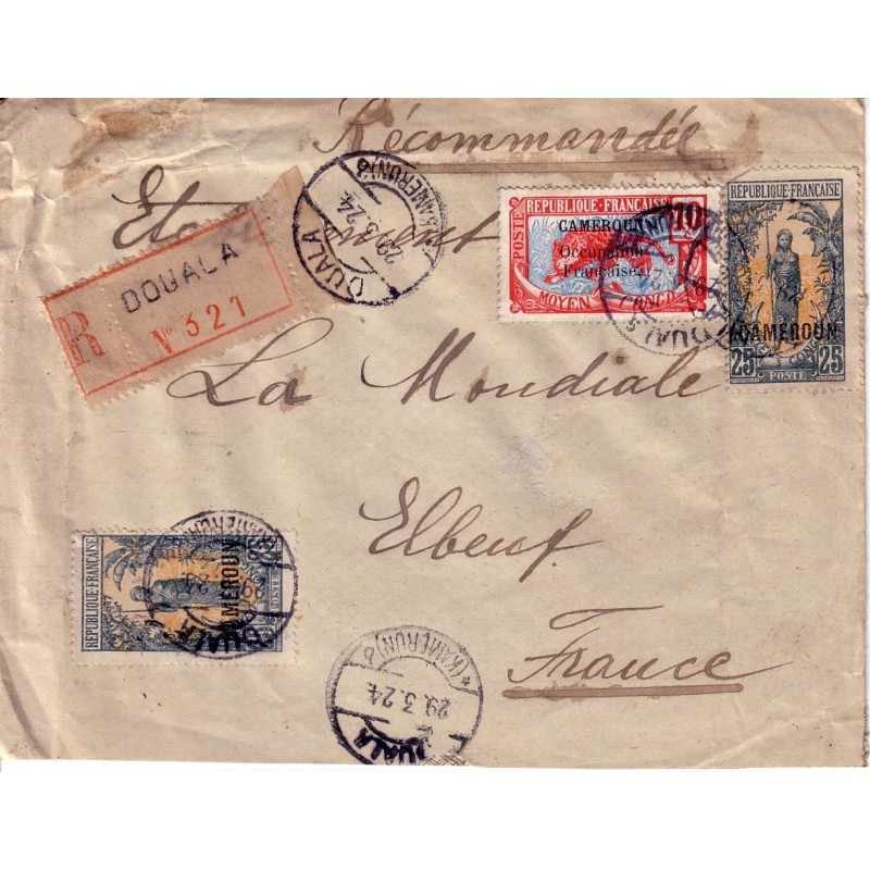 CAMEROUN - DOUALA CACHET ALLEMAND (KAMERUN) LE 29-3-1924.