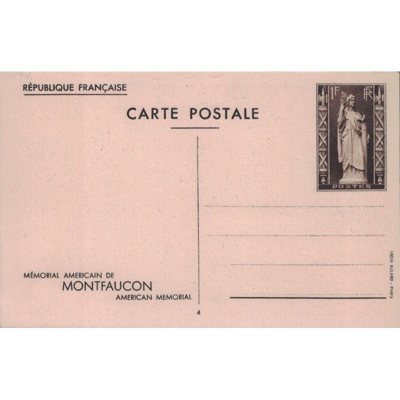 MEMORIAL AMERICAIN DE MONFAUCON - 1F BRUN NOIR - CARTE NEUVE - COTE 20€.