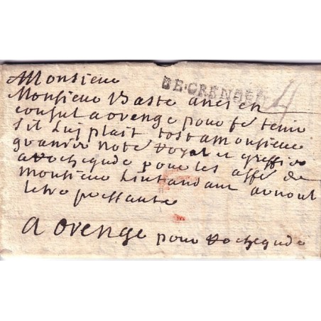 ISERE - DE GRENOBLE 20 JUILLET 1713 - MARQUE No2 LENAIN.
