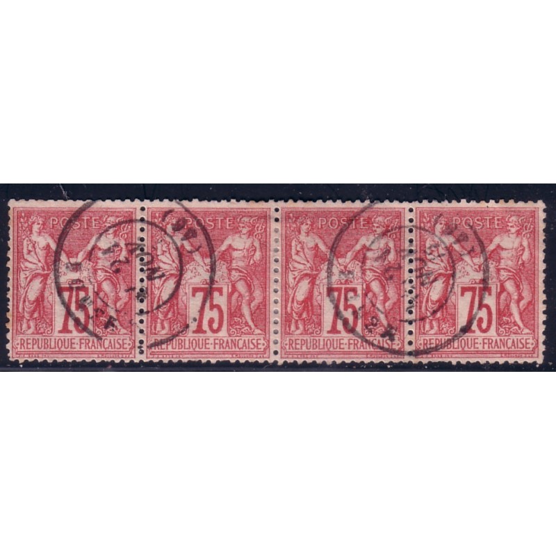 No071 - 75c SAGE N/B BANDE DE 4 OBLITERATION CAD - COTE 95€.