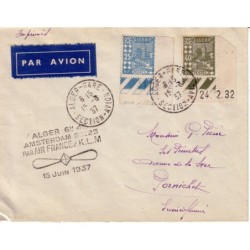 ALGERIE - ALGER 6H45 AMSTERDAM 23H25 PAR AIR FRANCE/KLM LE 15 JUIN 1937.