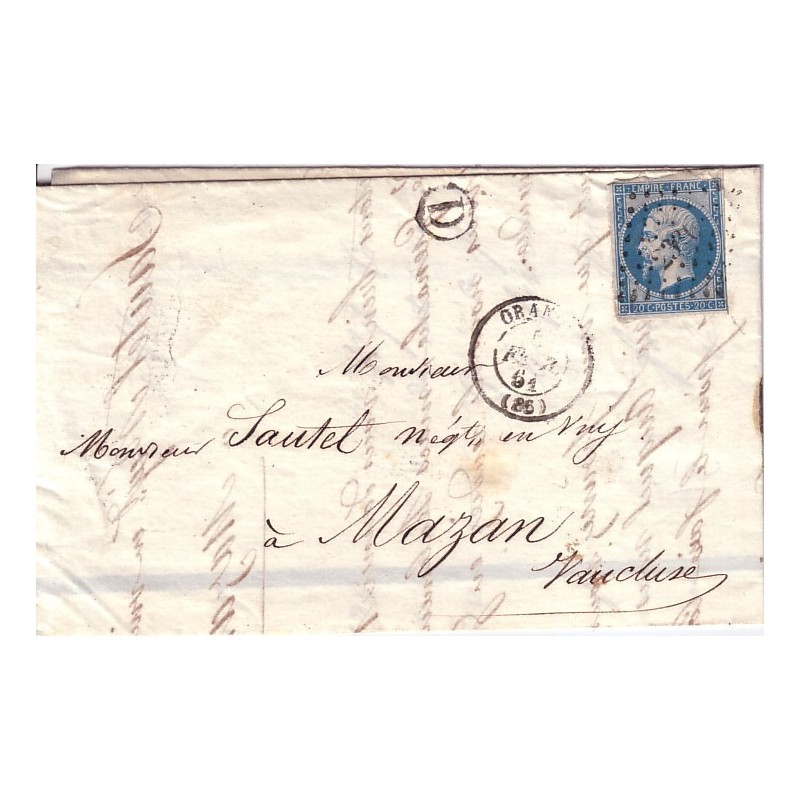 VAUCLUSE - ORANGE - 6-2-1861 + BR D DE SERIGNAN.