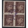 LIBERATION - EFFIGIE DE DE GAULLE EN SURCHARGE - BLOC DE 4 PETAIN 80c - COTE 120€.