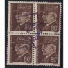 LIBERATION - EFFIGIE DE DE GAULLE EN SURCHARGE - BLOC DE 4 PETAIN 80c - COTE 120€.