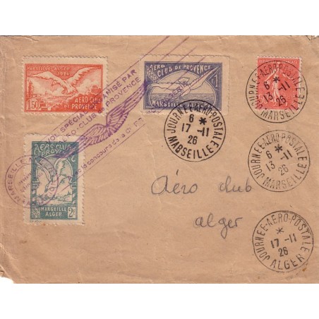 MARSEILLE - VIGNETTES AERO-CLUB DE MARSEILLE LE 13-11-1926.