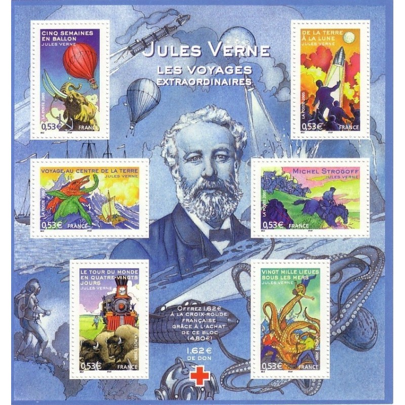 BLOC FEUILLET No0085 - JULES VERNE - HEROS DE ROMANS.