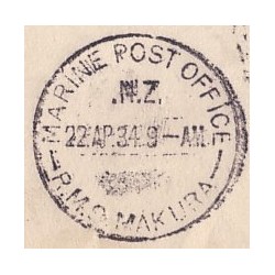 OCEANIE-CACHET MARINE POST OFFICE R.M.S MAKURA - NZ -22 AVRIL 1934 - RARE OBLITERATION.