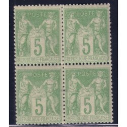 No102 - 5c TYPE SAGE BLOC DE 4 - SANS TRACE DE CHARNIERE - COTE 155€