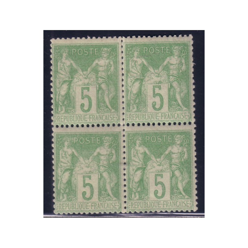 No102 - 5c TYPE SAGE BLOC DE 4 - SANS TRACE DE CHARNIERE - COTE 155€