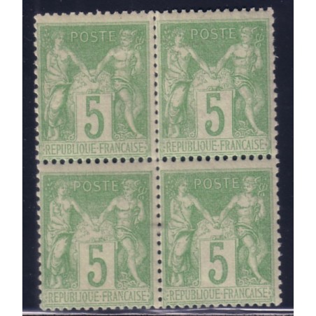 No102 - 5c TYPE SAGE BLOC DE 4 - SANS TRACE DE CHARNIERE - COTE 155€