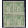 No102 - 5c TYPE SAGE BLOC DE 4 - SANS TRACE DE CHARNIERE - COTE 155€