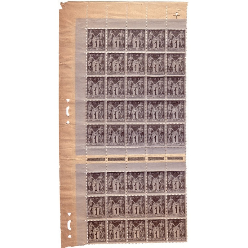 No083 - 1c SAGE BLOC DE 40 AVEC INTERPANNEAU VERTICAL - CROIX DE REPERE ET PERFORATION DE CONTROLE PAPIER.
