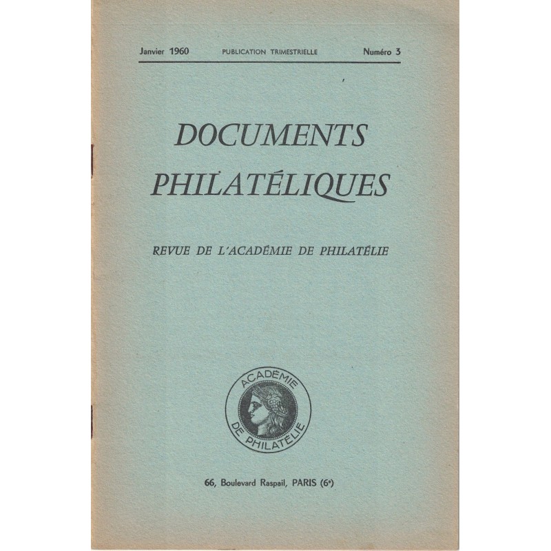 DOCUMENTS PHILATELIQUES - No003 - JANVIER 1960.