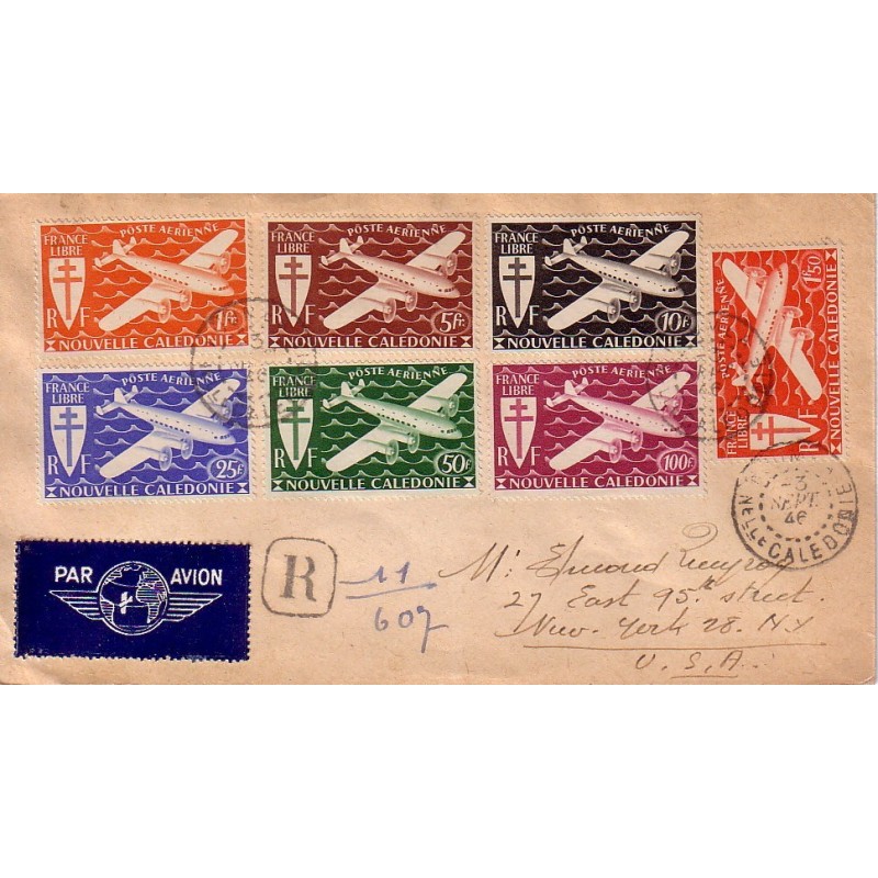 NOUVELLE CALEDONIE - NOUMEA 3-9-1946 - LETTRE RECOMMANDEE PROVISOIRE POUR LES USA. NOUVELLE CALEDONIE - NOUMEA 3-9-1946 - LETTRE RECOMMANDEE PROVISOIRE POUR LES USA.