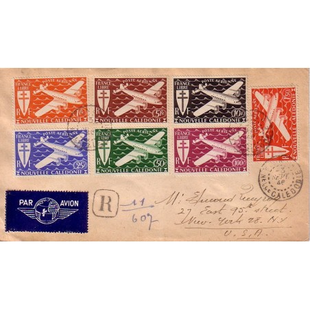 NOUVELLE CALEDONIE - NOUMEA 3-9-1946 - LETTRE RECOMMANDEE PROVISOIRE POUR LES USA.