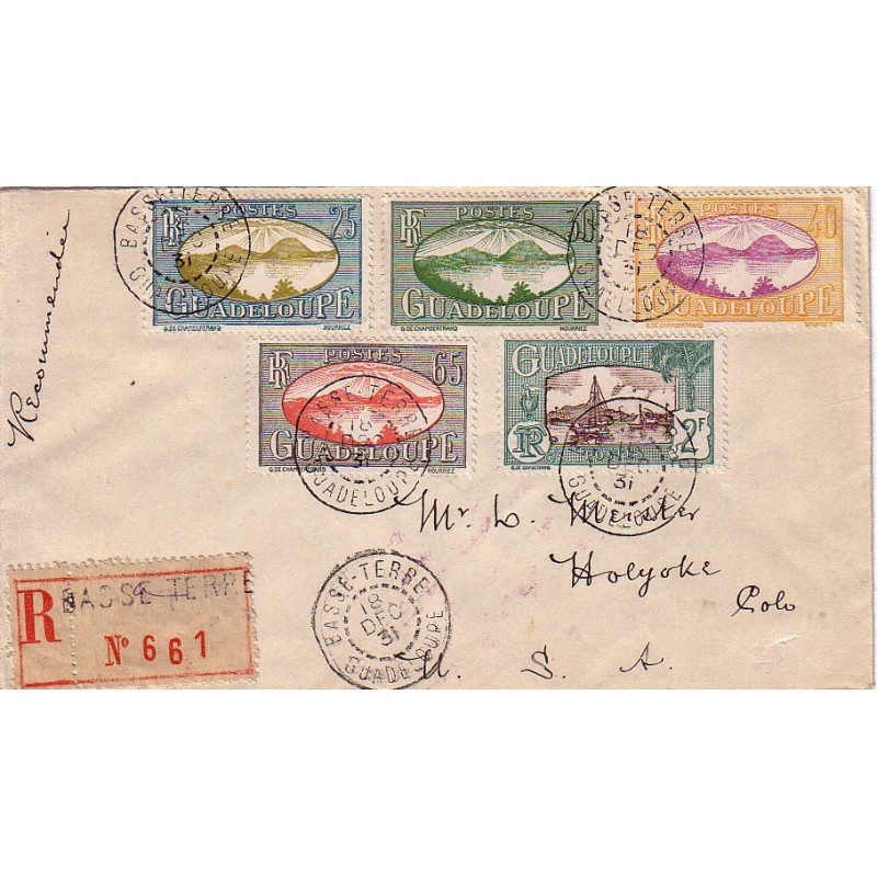 GUADELOUPE - BASSE-TERRE LE 18-12-1931 - LETTRE RECOMMANDEE POUR LES USA.