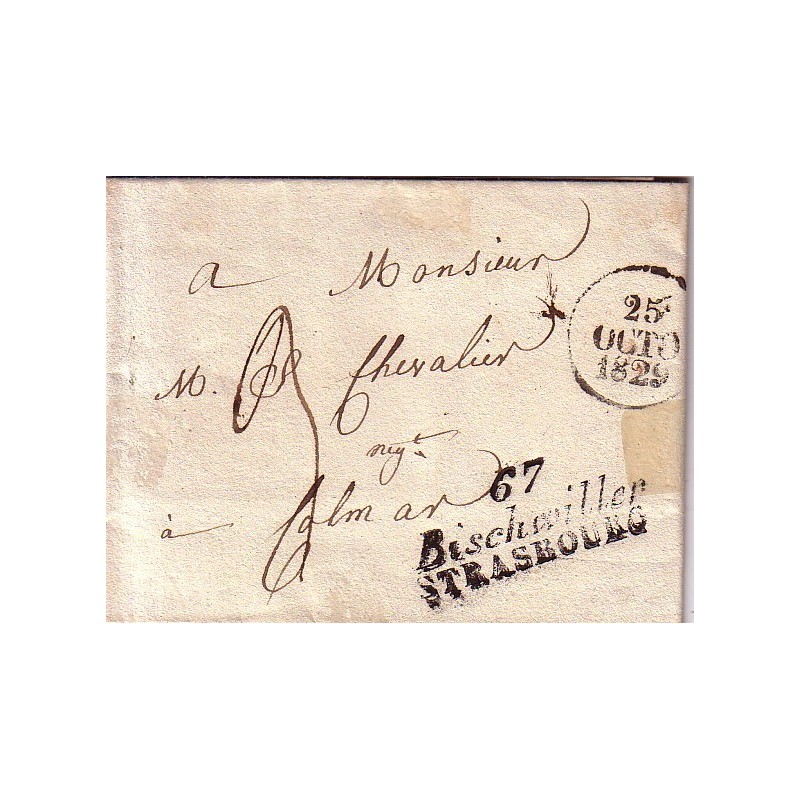 BAS-RHIN - 67 / BISCHWILLER / STRASBOURG - DATEUR 25 OCTOBRE 1829.