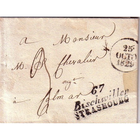 BAS-RHIN - 67 / BISCHWILLER / STRASBOURG - DATEUR 25 OCTOBRE 1829.
