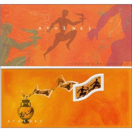 BLOC FEUILLET No0074 - JEUX OLYMPIQUE D'ATHENES - AVEC CARTE ATHENES.