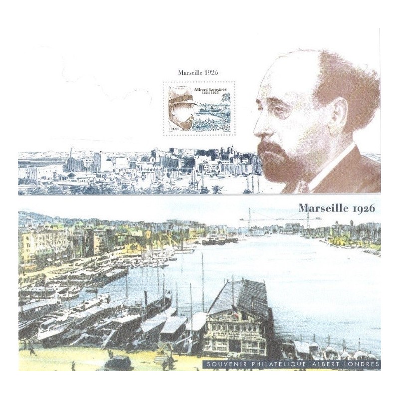 BLOC SOUVENIR No020 - ALBERT LONDRES - AVEC CARTE MARSEILLE 1926.